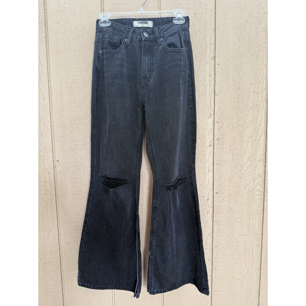 Rock & Roll Denim Black High Rise Flare Jeans W24 L30 Women